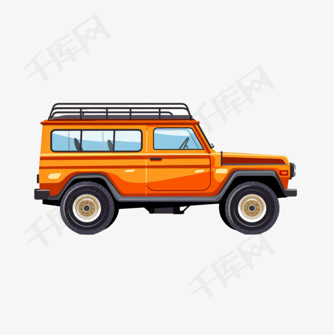 橙色车子元素立体免抠图案