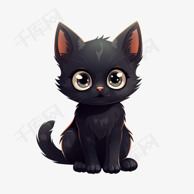 可爱黑猫元素立体免抠图案