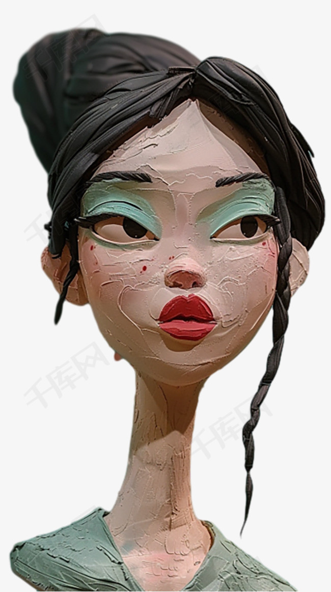 卡通可爱3D粘土风格女性头像8