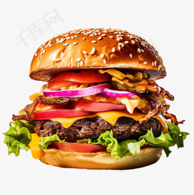 牛肉汉堡元素立体免抠图案