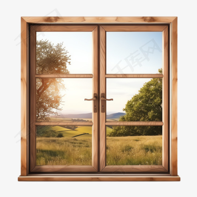 木头窗户元素立体免抠图案