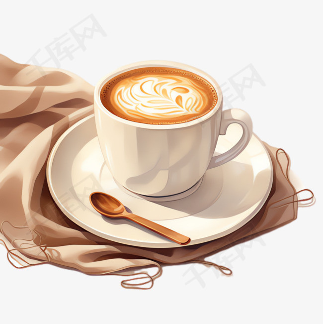 咖啡牛奶元素立体免抠图案