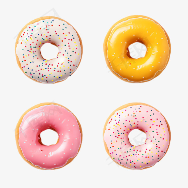 甜甜圈食物元素立体免抠图案