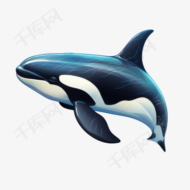 鲸鱼海洋元素立体免抠图案