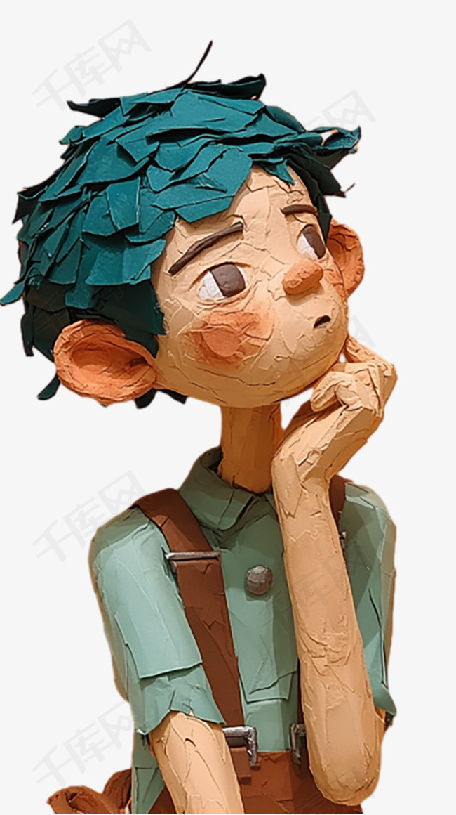 卡通可爱3D粘土风格男孩头像素材