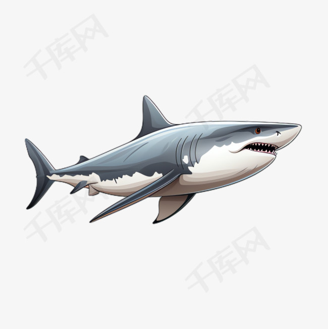 鲨鱼海洋元素立体免抠图案
