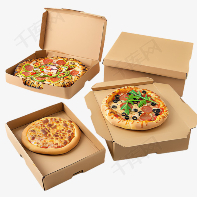 披萨纸盒元素立体免抠图案