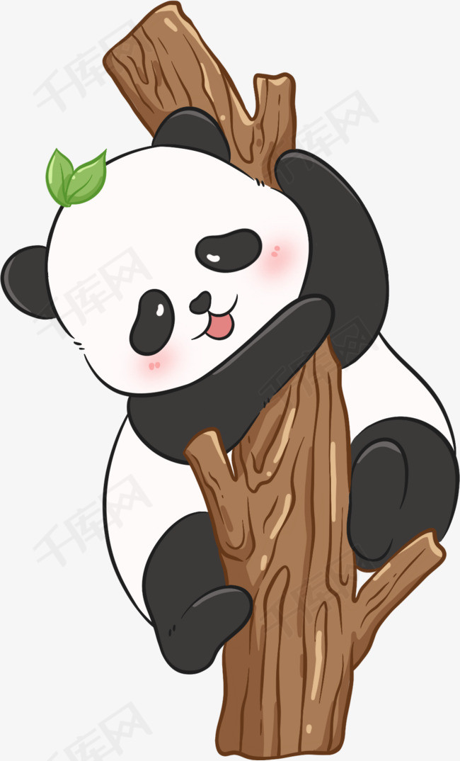 爬树的熊猫免抠素材