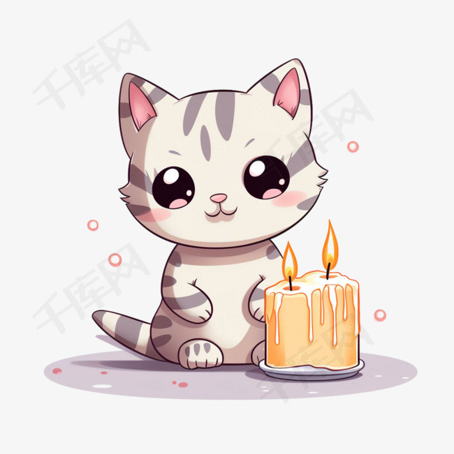 猫咪蜡烛元素立体免抠图案