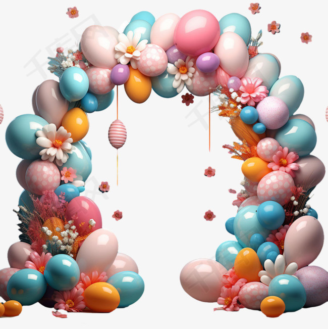 气球拱门元素立体免抠图案