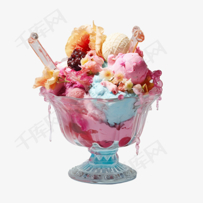 冰淇淋杯子元素立体免抠图案