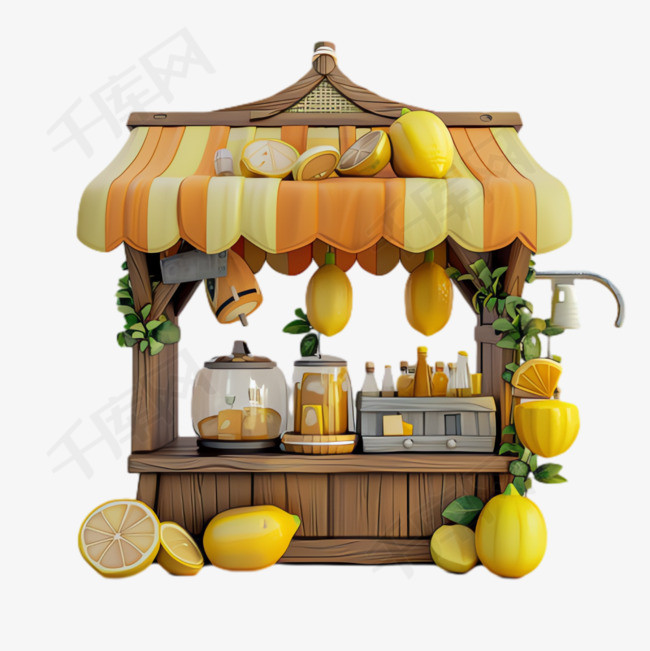 柠檬店铺元素立体免抠图案