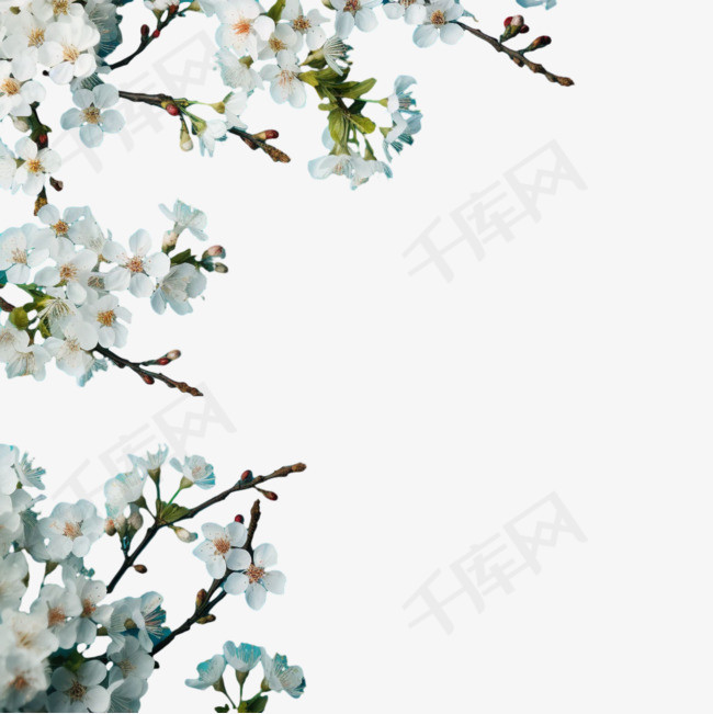 桃花树枝元素立体免抠图案