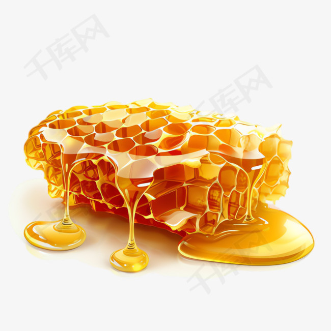 蜂蜜蜂巢元素立体免抠图案