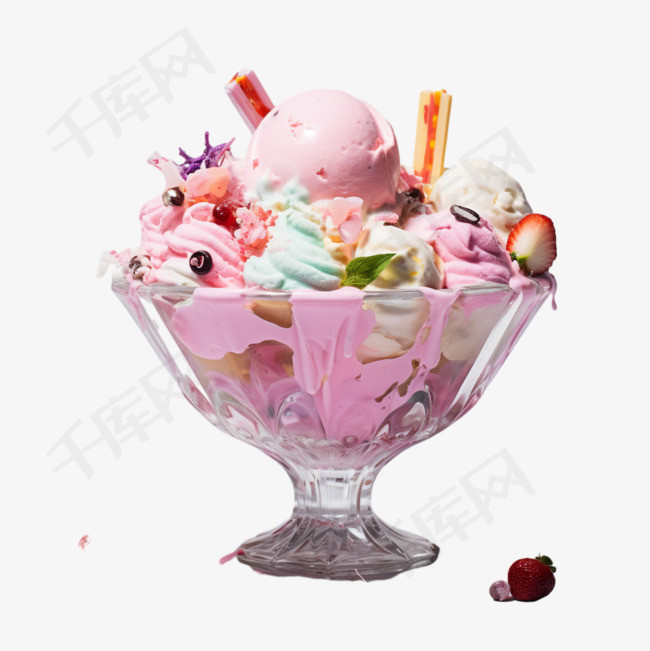 冰淇淋杯子元素立体免抠图案