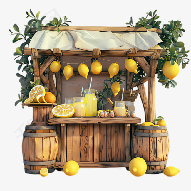 柠檬店铺元素立体免抠图案