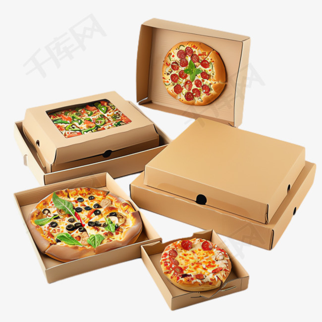 披萨纸盒元素立体免抠图案