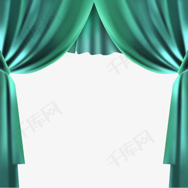 绿色窗帘幕布png图片