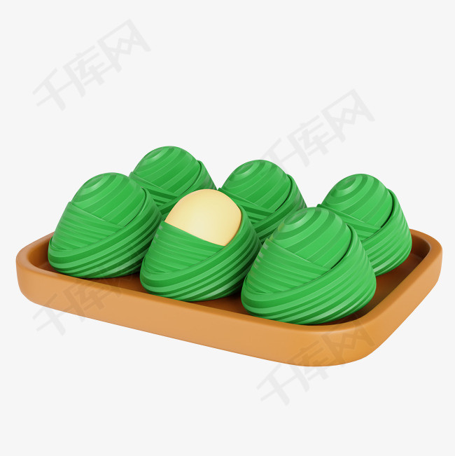 3D立体端午节一盘粽子设计图