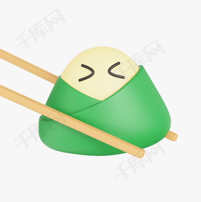 3D立体端午节筷子夹拟人粽子素材