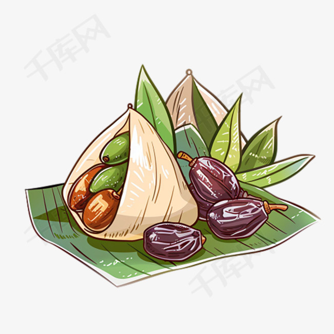 国风端午节可爱的红枣粽子设计图