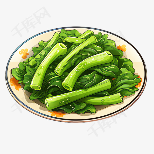 卡通蔬菜小炒元素立体免抠图案