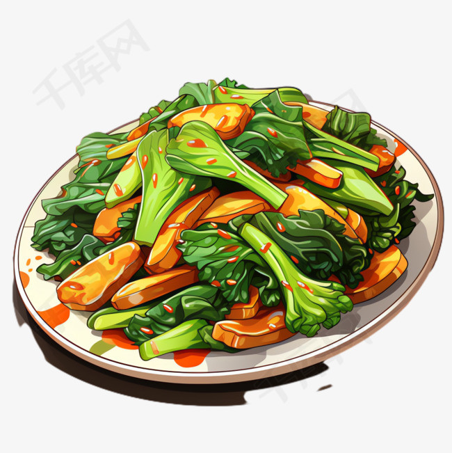 绘画蔬菜小炒元素立体免抠图案