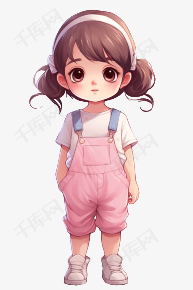 可爱女孩卡通免抠元素手绘素材图片