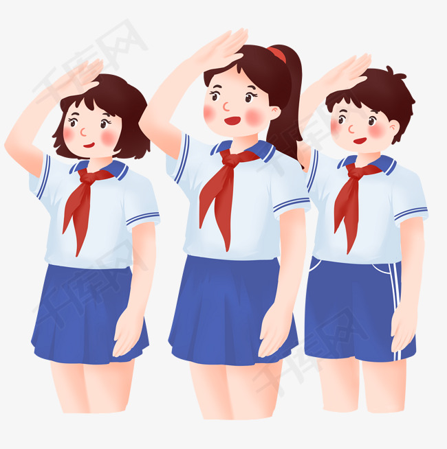红领巾少先队敬礼学生卡通元素素材图片免费下载-千库网