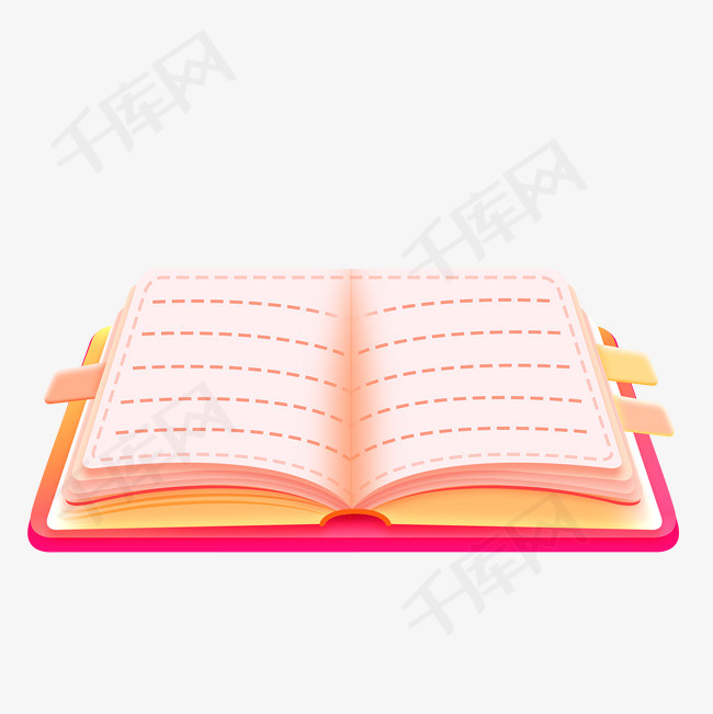 彩色卡通一本横线打开的笔记本素材图片免费下载-千库网
