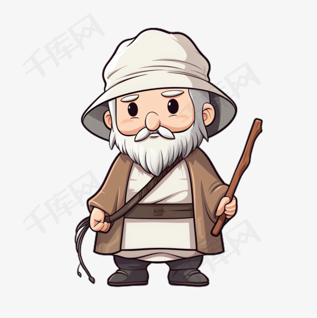 白胡子老爷爷特色元素立体免抠图