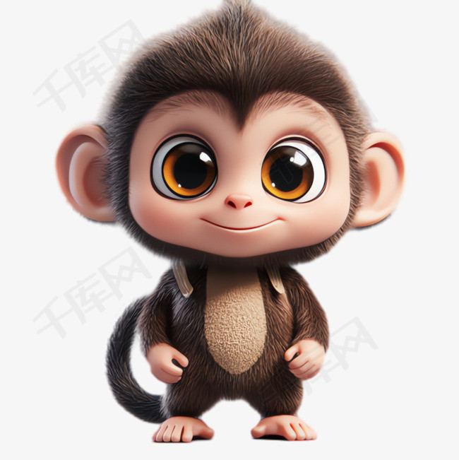 大眼睛猴子写实元素立体免抠图案免抠图片是千库网设