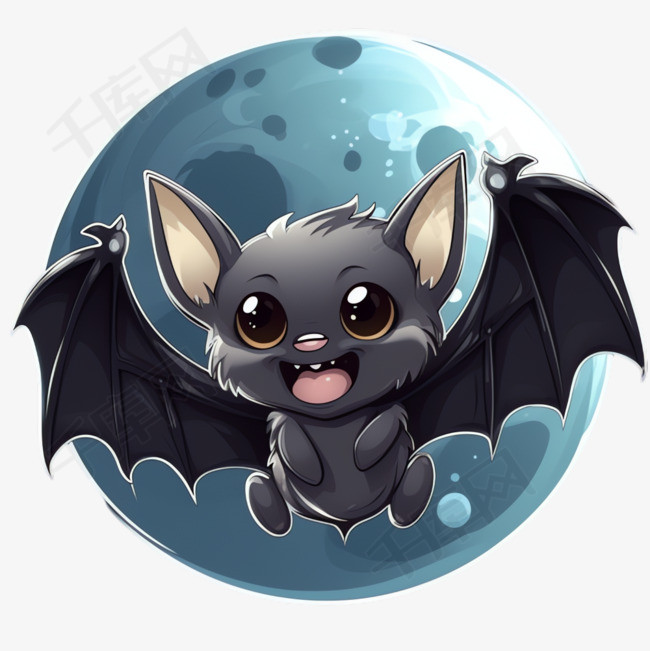 蝙蝠可爱艺术元素立体免抠图案