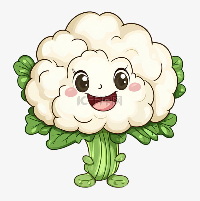 可爱的卡通蔬菜花椰菜