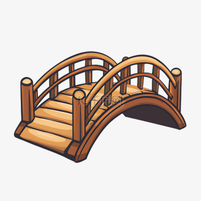 桥梁木桥ai绘画元素立体免抠图案免抠图片是千库网设计师制作的卡通