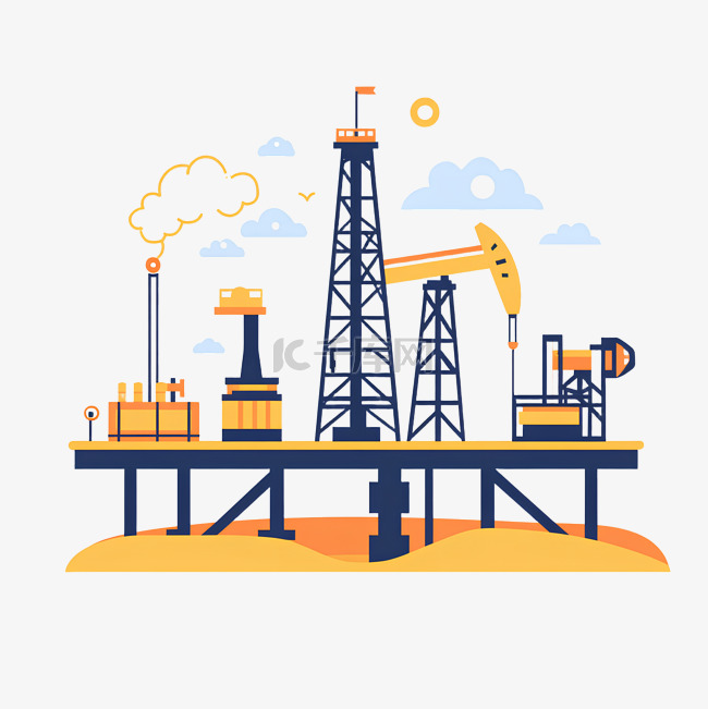 石油钻井平台线填充插图免抠图片是千库网设计师制作的卡通手绘png
