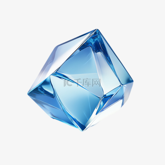 蓝色宝石透明矢量元素立体免抠图案素材图片
