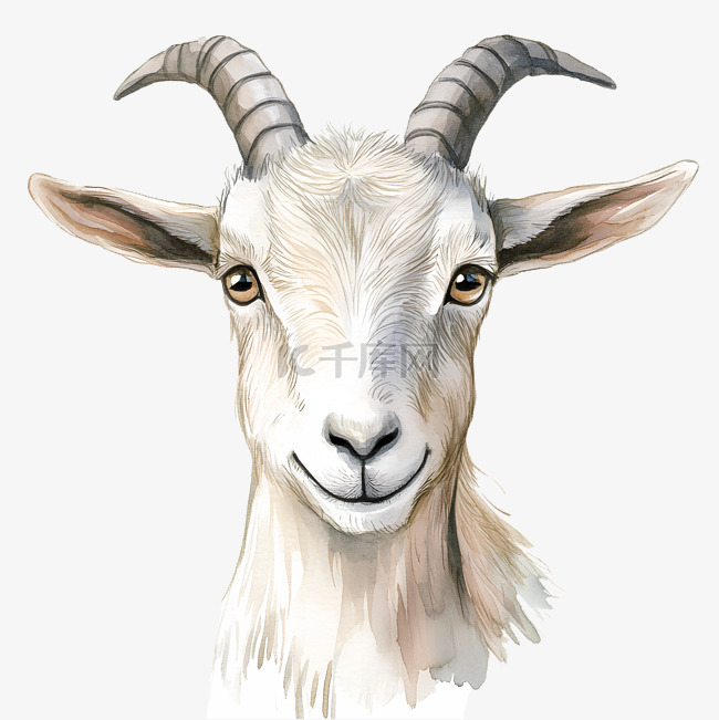 水彩山羊卡通