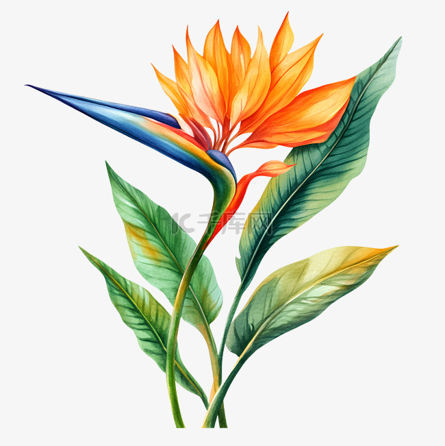 天堂鸟花水彩风格免抠图片是千库网设计师制作的卡通手绘png素材,该免