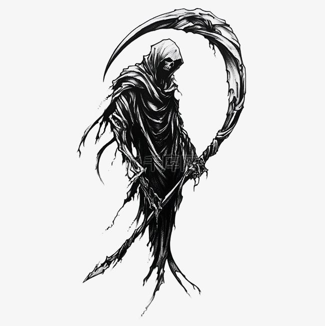 死神镰刀丝带纹身