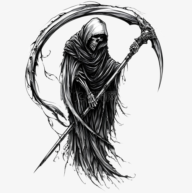死神镰刀丝带纹身