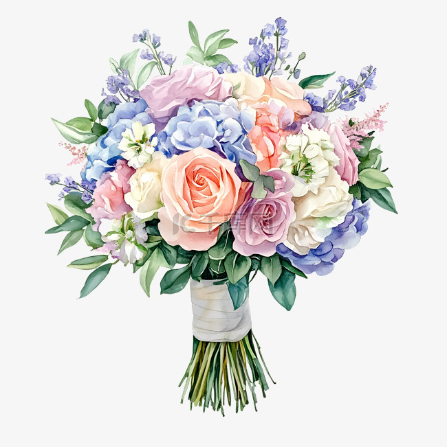 婚礼花束水彩画