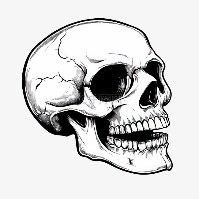 简单可爱的骷髅头骨绘图