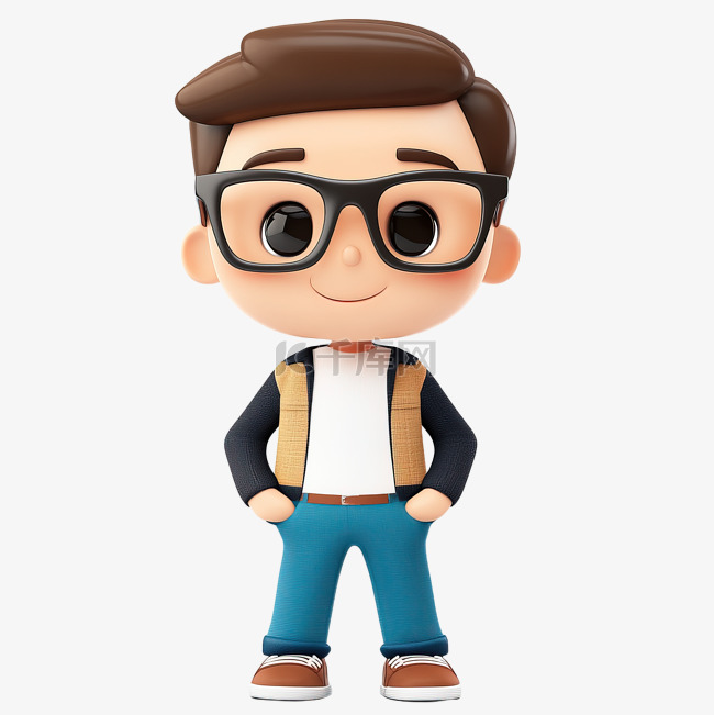 戴眼镜的3d卡通人物