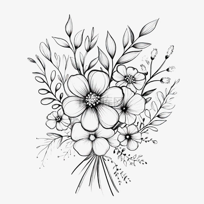 涂鸦鲜花花束