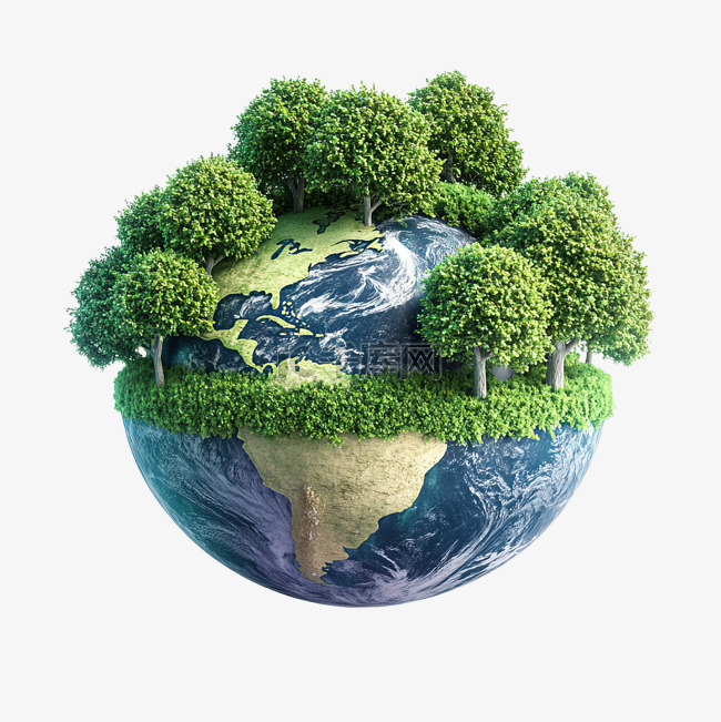 象征全球生态系统的树木的地球仪素材图片免费下载-千库网