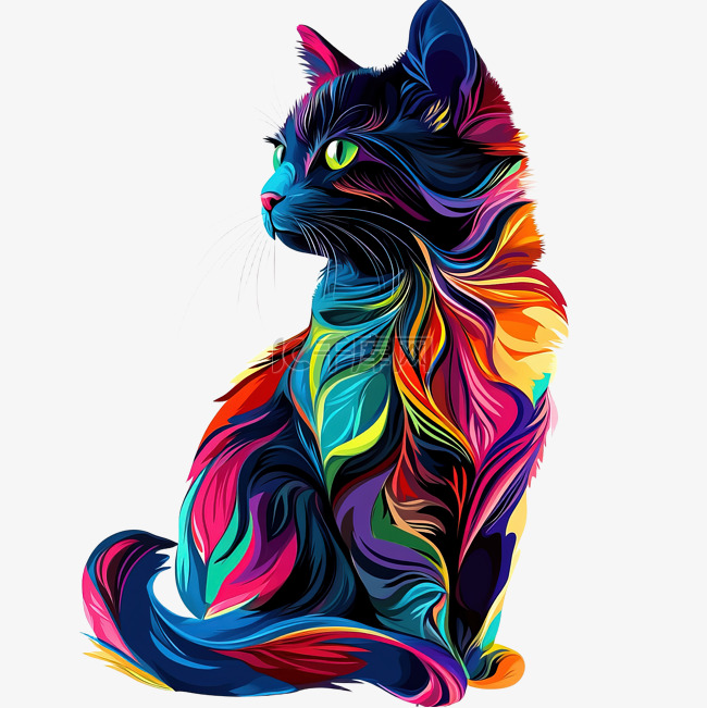 抽象风格的彩色猫
