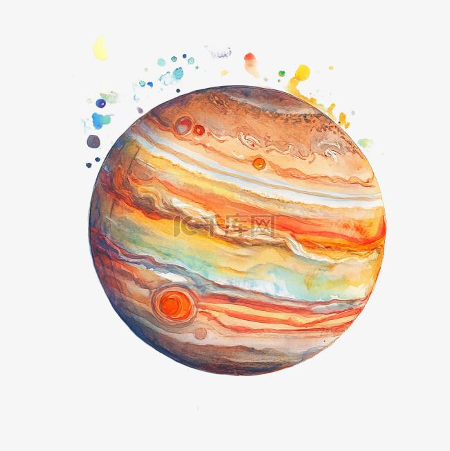 木星的彩色水彩画