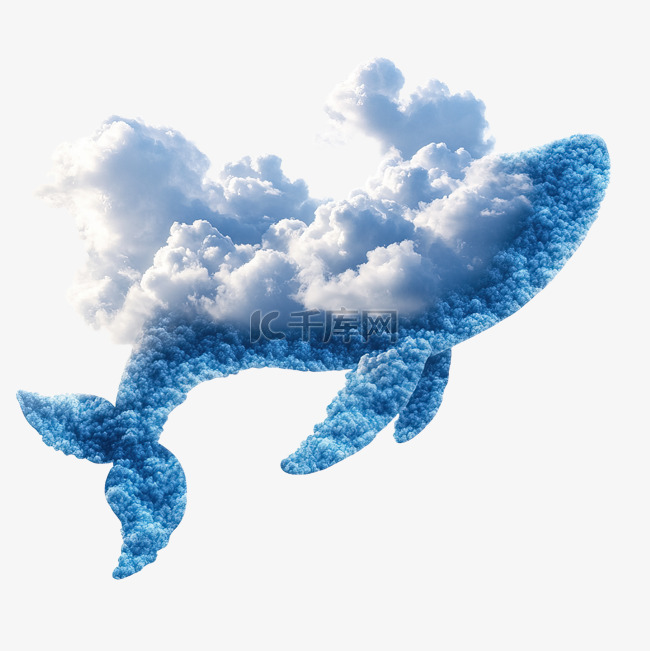 天空中的鲸鱼形状的云