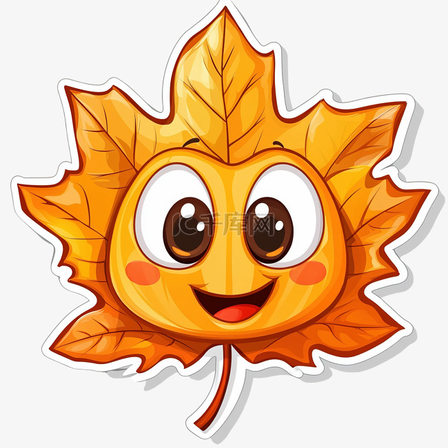 秋季搞笑表情橙叶贴纸
